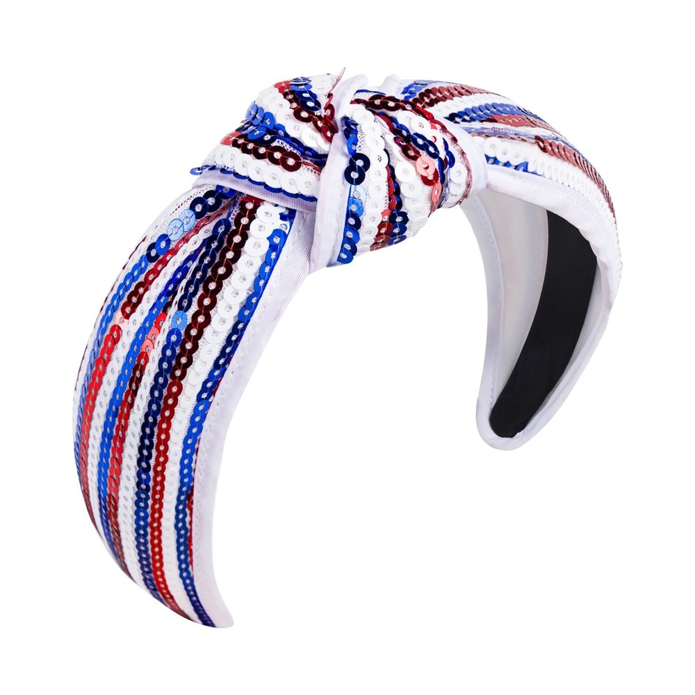 NWT Joyline Patriotic Sequin Knot Headband Red White Blue 4th of July USA
